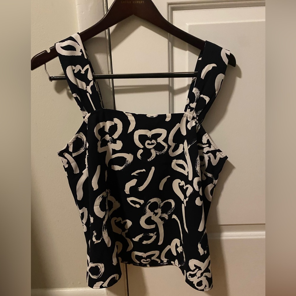 Size 12 dark navy and white square neck top new